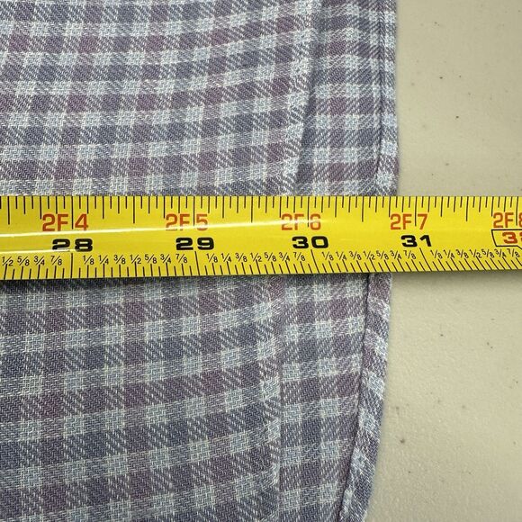 David Donahue Dress Shirt Sz 17.5 XL Fusion Gingham Check Button Up Linen Blend - Picture 8 of 11